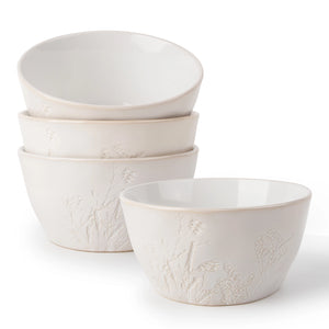 Beige Botanical Soup Bowls - Set of 4