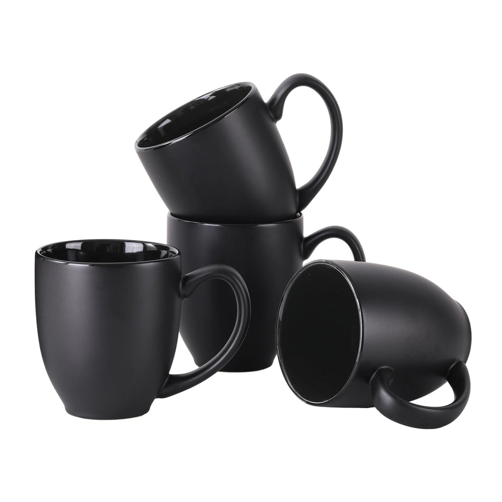 Matte Black Porcelain Coffee Mugs - Set of 6 - Drinkware