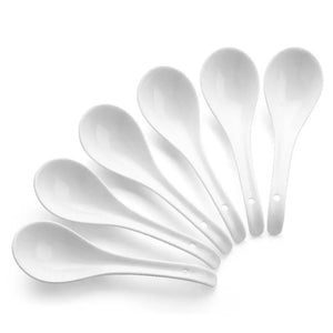Wedding White Porcelain Soup Spoons - Set of 6 - Dinnerware