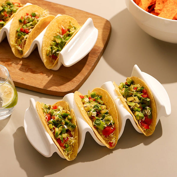 Wedding White Porcelain Platter Taco Holders - Set of 2 - Dinnerware