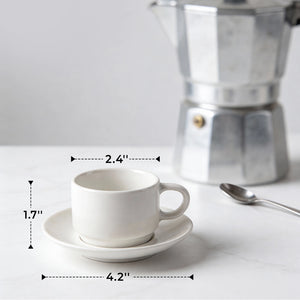 Wedding White Espresso Cups and Saucers - Set of 4