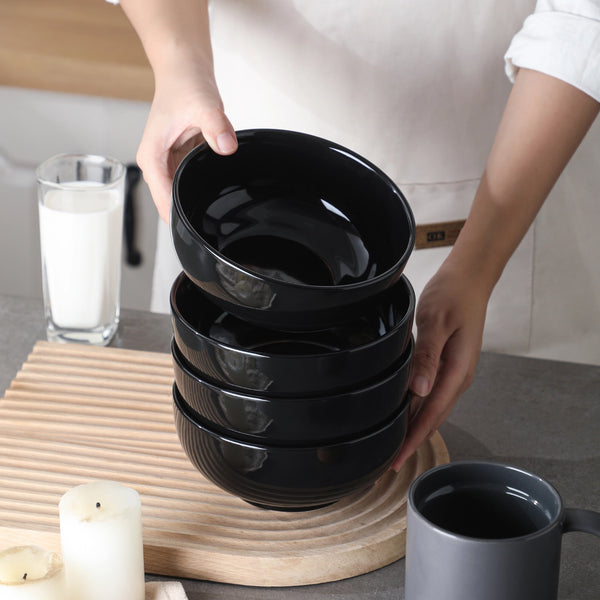 Black Soup and Cereal Bowls - Set of 4