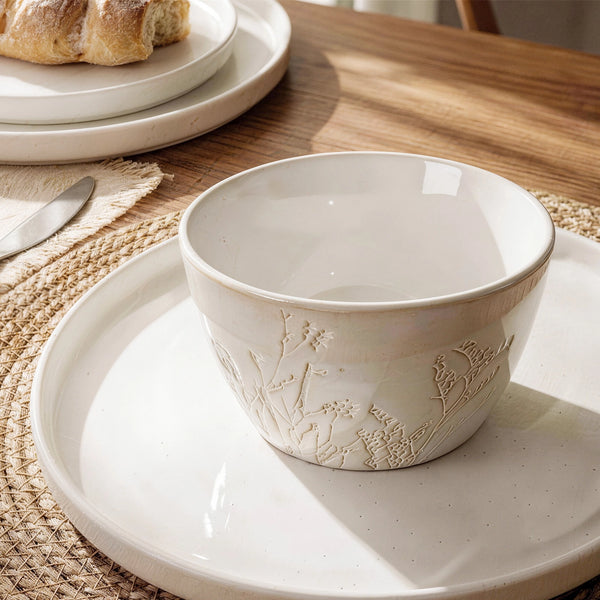 Beige Botanical Soup Bowls - Set of 4