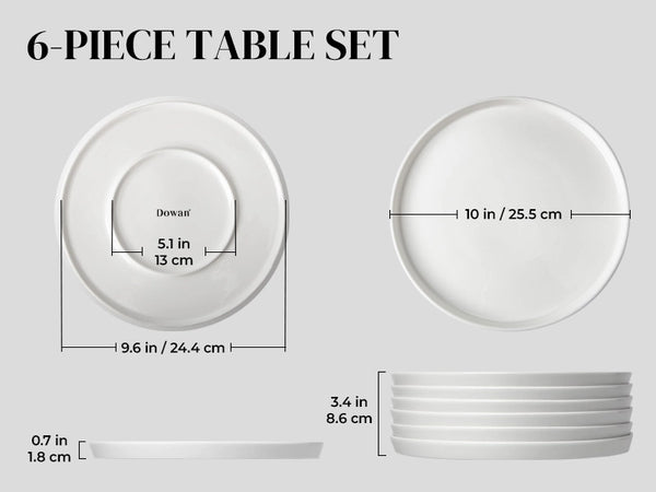 Wedding White Dinner Plates - Set of 6