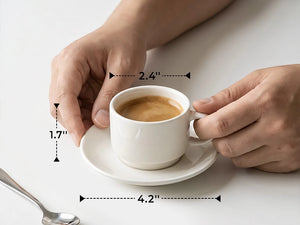 Wedding White Espresso Cups and Saucers - Set of 4