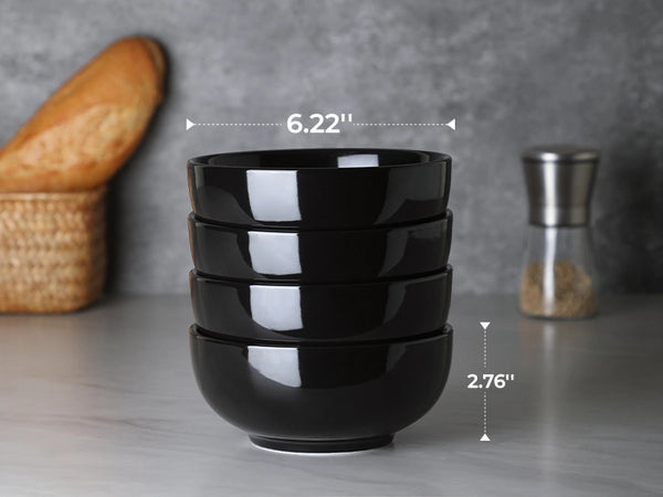 Black Soup and Cereal Bowls - Set of 4
