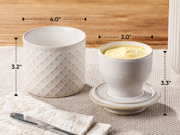 White French Butter Crock - Set of 1