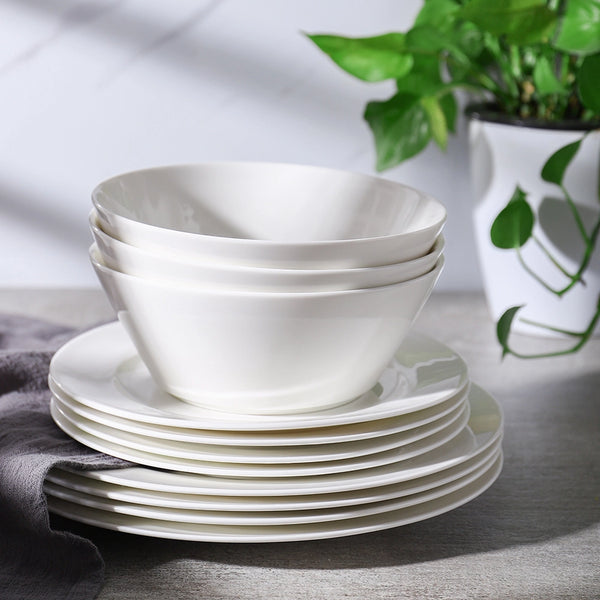 Wedding White Porcelain Dinner Bowls - Set of 4