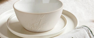 Beige Botanical Soup Bowls - Set of 4