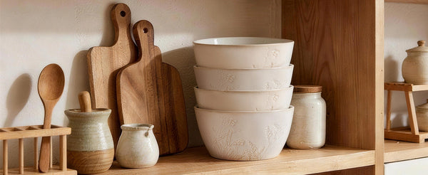 Beige Botanical Soup Bowls - Set of 4