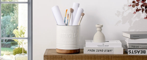 White Extra Large Rotating Utensil Holder - Set of 1
