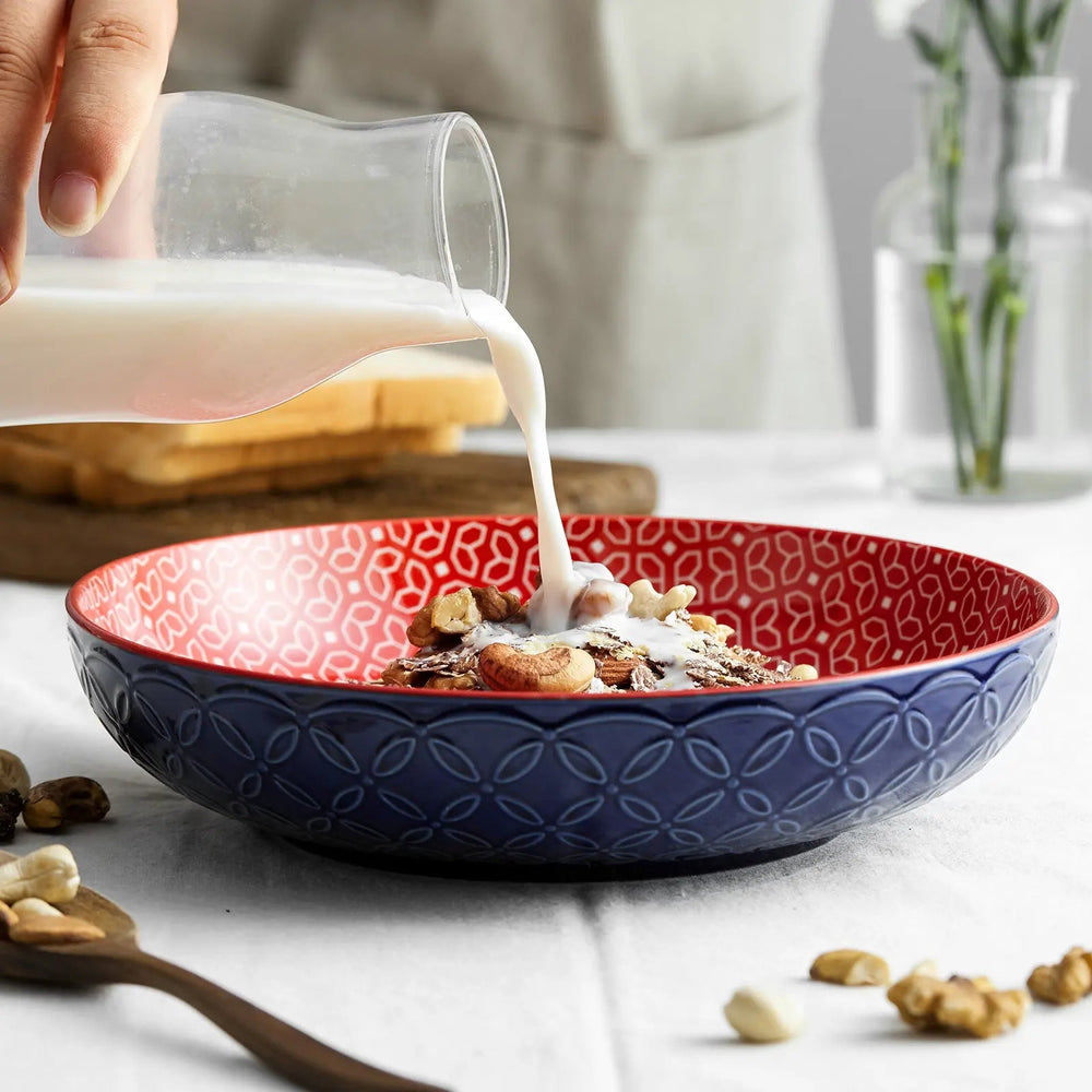 colorful pasta bowls, ceramic pasta bowls