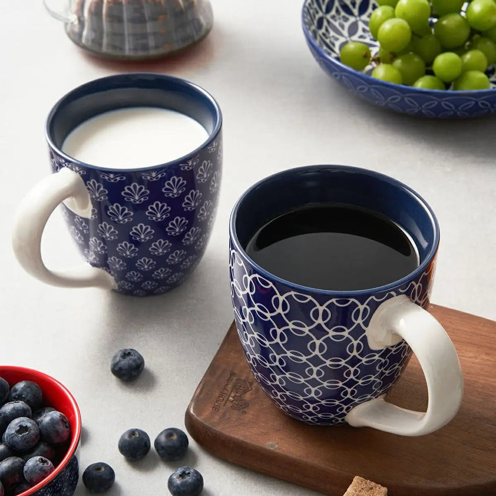 Vintage Blue Coffee Mugs - Set of 6 - Drinkware
