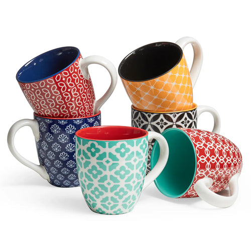 Colorful Coffee Mugs with the white background - Set of 6