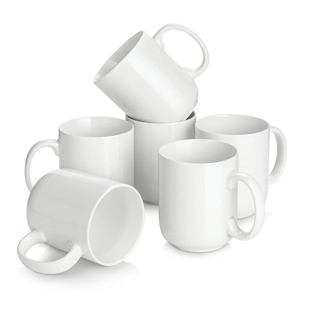 Wedding White Porcelain Coffee Mugs - Set of 6 - Drinkware
