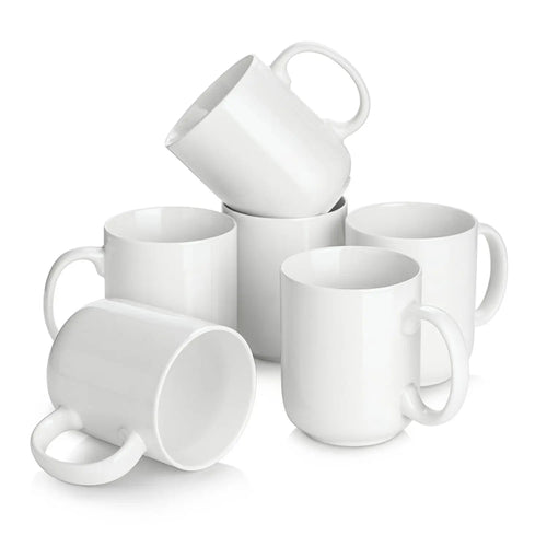 Wedding White Porcelain Coffee Mugs - Set of 6 - Drinkware