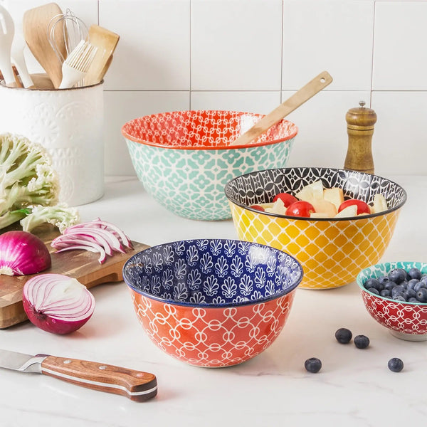 Mosaian Ceramic Mixing Bowls - Set of 3 - Dinnerware