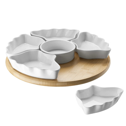 Wedding White Porcelain Rotating Divided Platters - Set of 1 - Dinnerware