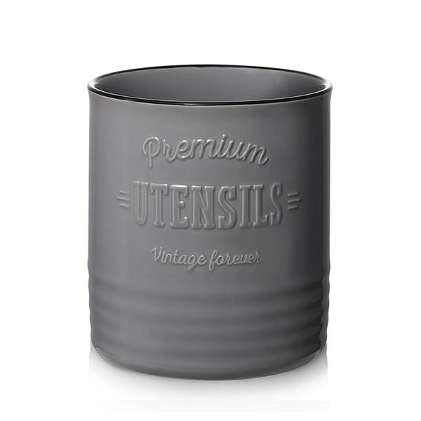 Gray container with 'Premium Utensils Vintage forever' text on a white background