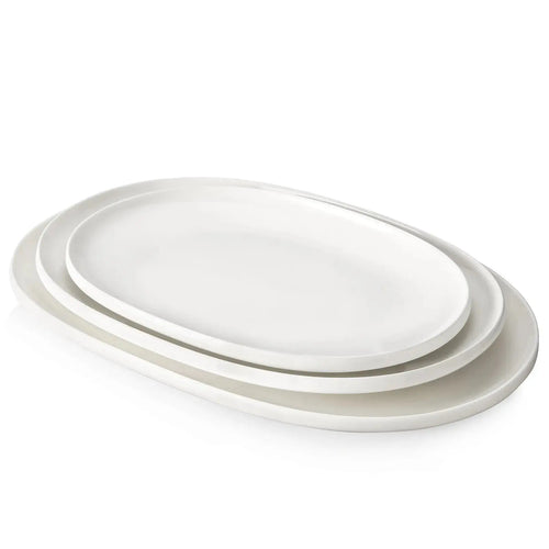 Wedding White Porcelain Oval Serving Platters - Set of 3 - Dinnerware